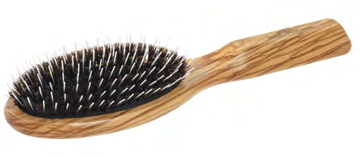 Brosse ovale mixte en bois d'olivier et poils de sanglier